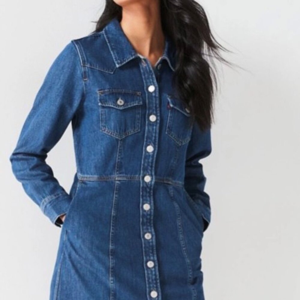Levi's Flynn Western Medium Wash Denim Dress - Size Medium - New with Tags